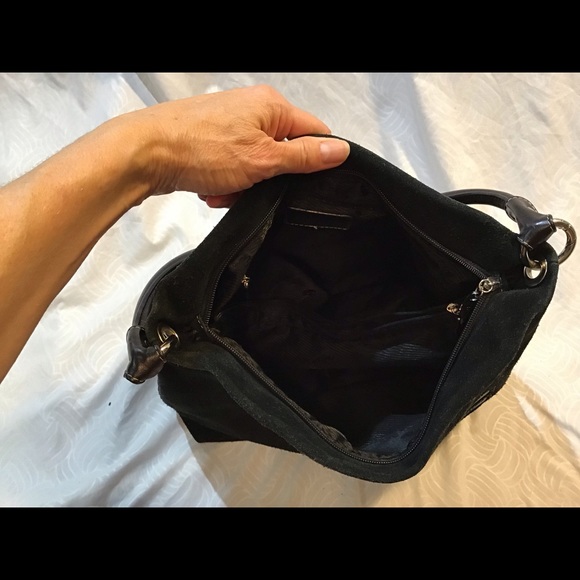 Palio black suede, leather flower deco bag, EUC! - Picture 6 of 8